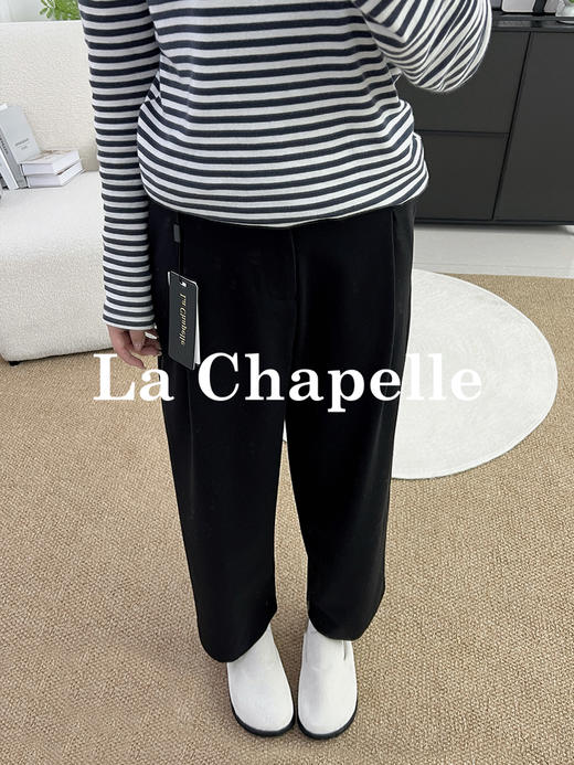 拉夏贝尔/La Chapelle高腰一粒扣九分休闲裤女士显瘦百搭直筒裤 商品图1
