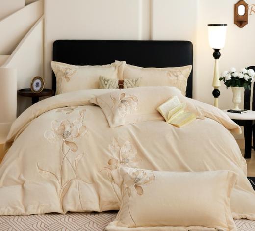 甄选富贵牡丹牛奶绒冬季加厚加绒床单被套四件套床上用品G117800038 商品图5