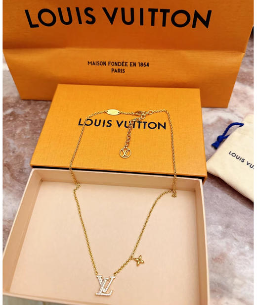 YS19-驴家logo满钻 金属水晶项链金色（JM*MM） 商品图1