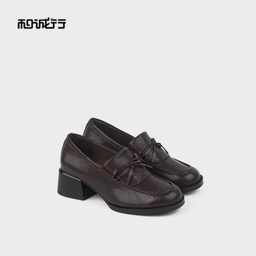 和诚行2025秋季新款世上舒适百搭英伦风一脚蹬咖色乐福鞋2130003A 商品图0