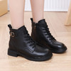 丁摩 短靴女头层牛皮圆头系带高帮靴秋冬复古百搭软底马丁靴单靴棉靴5ZF-2696 商品缩略图3