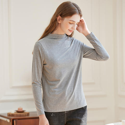 Famecoco范可儿长袖T恤印花半高领长袖打底衫上衣女F225BB004 商品图2