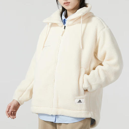 Adidas阿迪达斯 外套女装冬季立领运动服加厚毛绒保暖宽松夹克休闲服 IP7059 商品图1