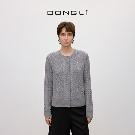 东黎 • 你本珍贵 山羊绒女士秋季圆领加珍珠钻开衫 5421 商品图6