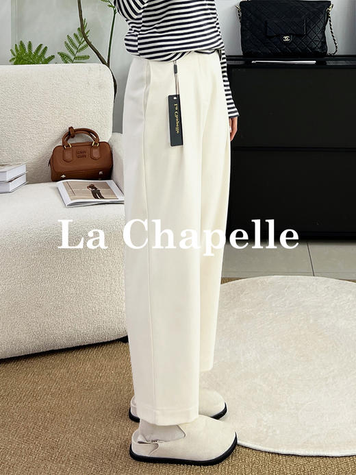拉夏贝尔/La Chapelle高腰一粒扣九分休闲裤女士显瘦百搭直筒裤 商品图5