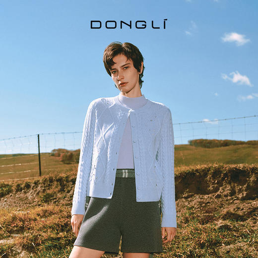 东黎 • 你本珍贵 山羊绒女士秋季圆领加珍珠钻开衫 5421 商品图0