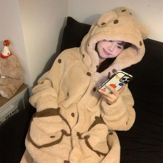 【GZ】无忧购珊瑚绒连帽睡袍绒加厚保暖长款外穿家居服（截单后3-5天发货) 商品图8