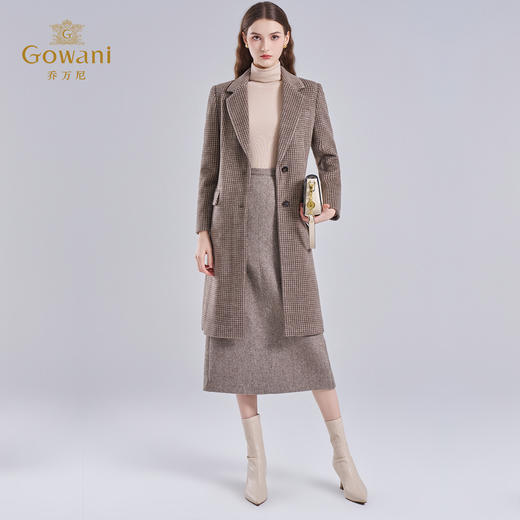 乔万尼绵羊毛经典通勤职场格纹英伦风毛呢外套大衣EF4A195 商品图3
