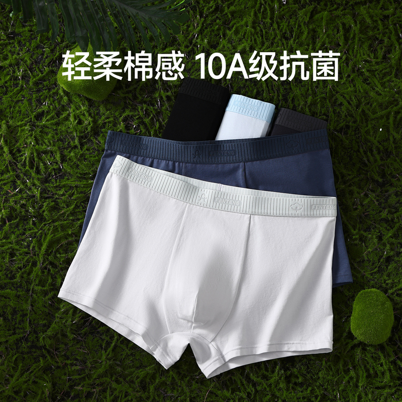 芬腾男士内裤抗菌内裆棉质平角裤新款舒适青年男款运动四角短裤头