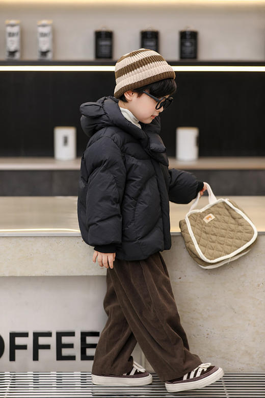 【YW】无忧购儿童羽绒服90白鸭绒短款加厚围巾款小耳朵外套24602（截单后3-5天发货) 商品图2