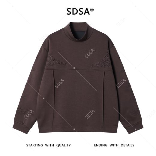 SDSA男士秋冬新款痞帅男装韩版传说刺绣褶皱立领卫衣时尚宽松百搭 商品图0