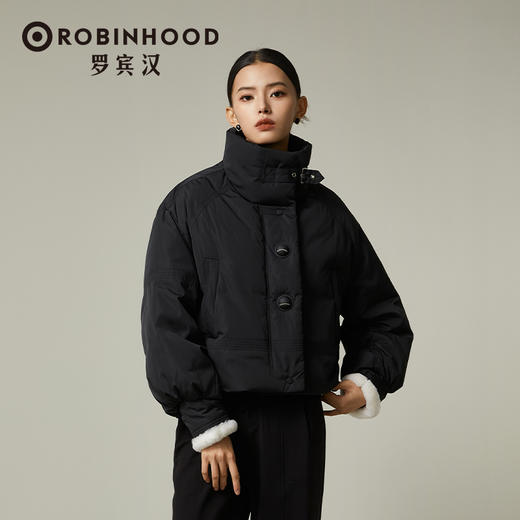 【设计师专柜】罗宾汉轻奢高级感黑色羽绒服立领A字版宽松外套-R238Y5949★ 商品图3