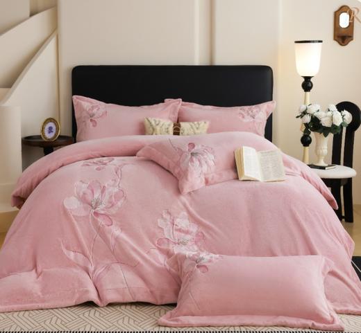 甄选富贵牡丹牛奶绒冬季加厚加绒床单被套四件套床上用品G117800038 商品图2