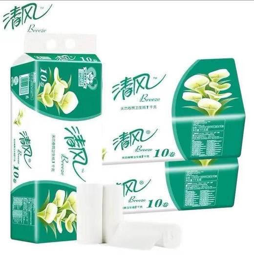 【卷纸】清风 无芯卷纸卷筒卫生纸家用(新老包装随机) 10卷/袋 商品图0