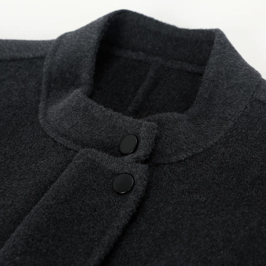 QH906斯尔丽2025新款宽松版时尚减龄显高经典小立领双面呢短款羊毛大衣 商品图5