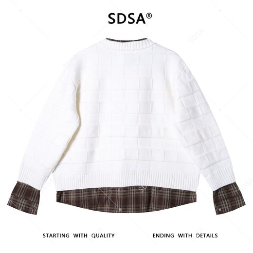 26526SDSA男士秋冬新款痞帅男装轻奢简约拼接格子假两件毛衣百搭时尚 商品图5