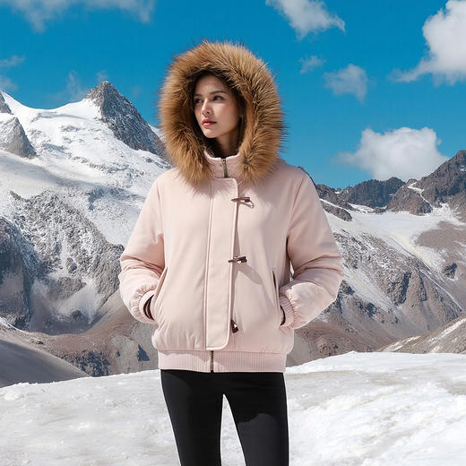 森马羽绒服女冬季可脱卸毛领牛角扣宽松80绒子2025新款学院风外套 商品图2