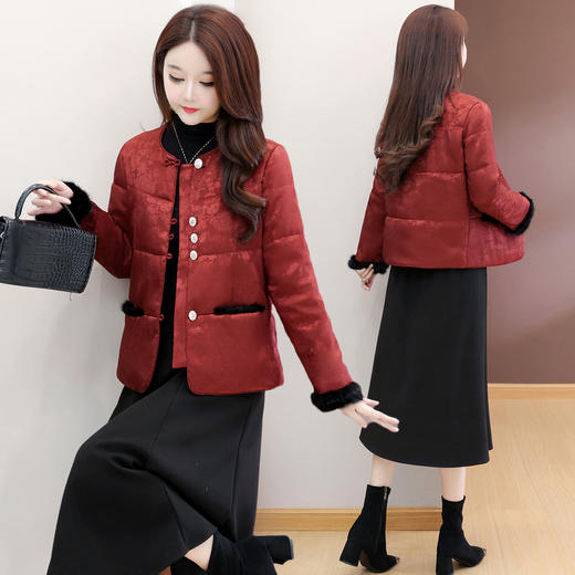 QYM 7259021-Y时尚棉服妈妈装印花复古国风棉衣厚款保暖棉袄 商品图2