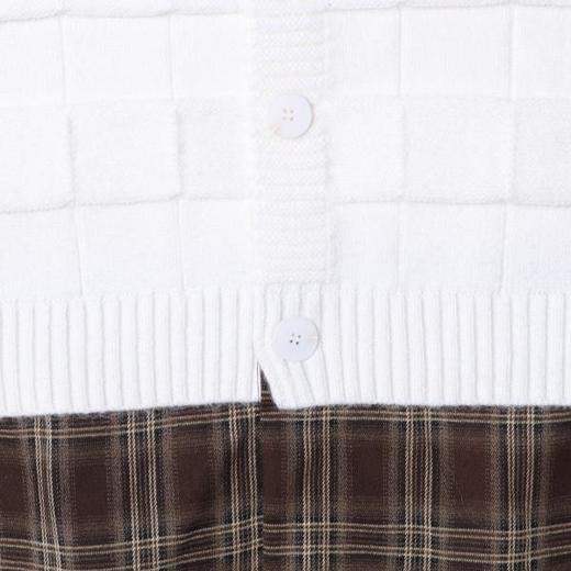 26526SDSA男士秋冬新款痞帅男装轻奢简约拼接格子假两件毛衣百搭时尚 商品图3