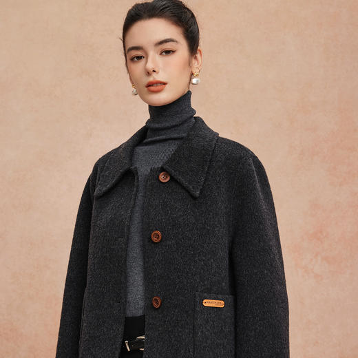QH903斯尔丽2025新款双面呢手感滑爽软糯正肩易搭配减龄短款羊毛大衣 商品图14