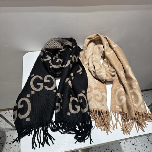 G666 古奇经典双面提花羊绒围巾 商品图0