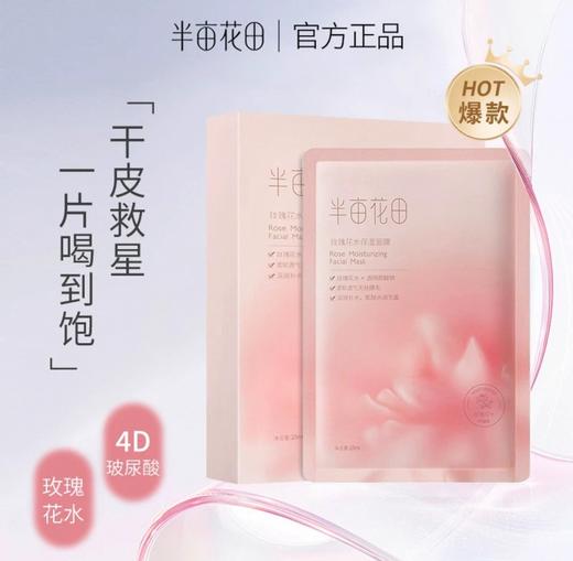 半亩花田玫瑰花水保湿面膜10片送雪完美氨基酸洁面乳100g 商品图1