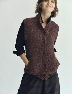 JAI 25AW 紫红咖真丝羊绒背心