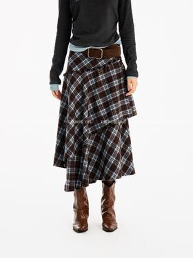 【门店同款】ENJOY冬季“游牧漫寻”不规则下摆格子半裙 167446899