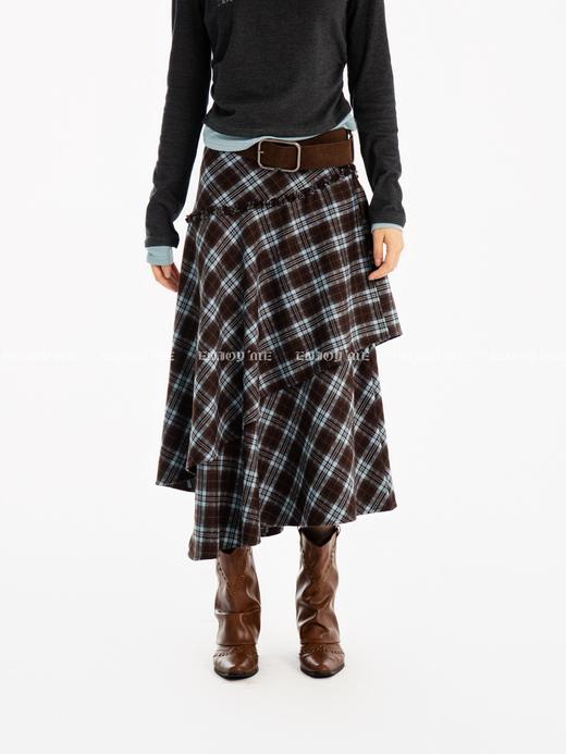 【门店同款】ENJOY冬季“游牧漫寻”不规则下摆格子半裙 167446899 商品图0