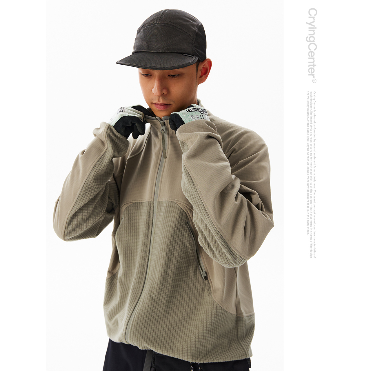 CryingCenter 立领拼接抓绒夹克宽松外套 男女款 哭喊中心