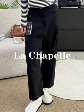 拉夏贝尔/La Chapelle高腰一粒扣九分休闲裤女士显瘦百搭直筒裤
