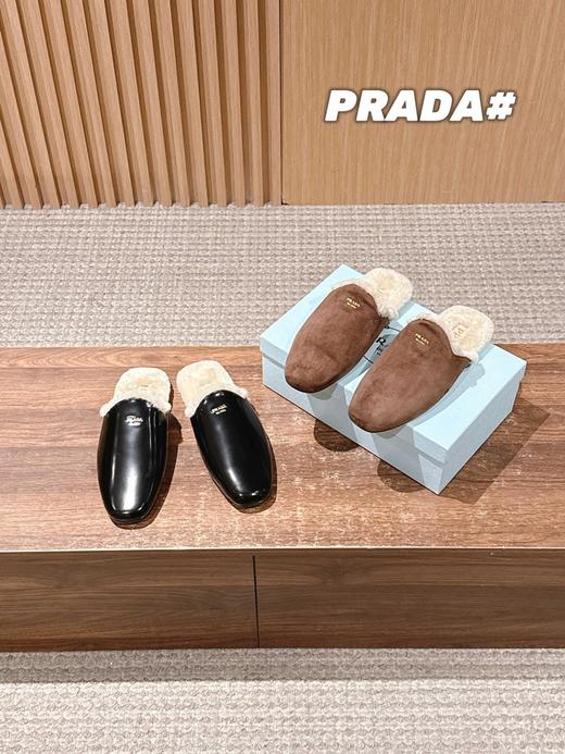 普拉达秋冬新款毛绒穆勒鞋（DBG） 商品图2