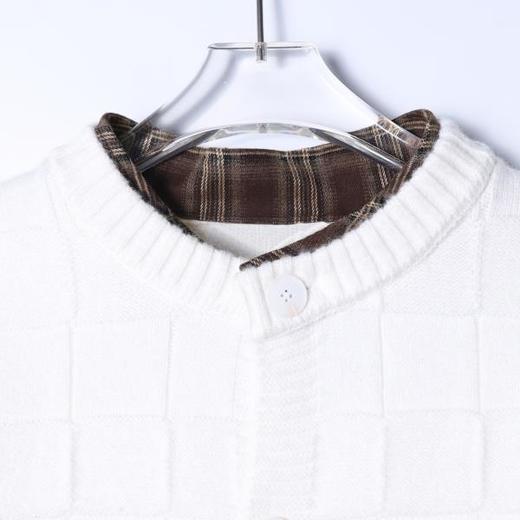 26526SDSA男士秋冬新款痞帅男装轻奢简约拼接格子假两件毛衣百搭时尚 商品图2