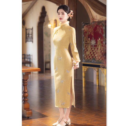 SKY 23083提花刺绣长款旗袍时尚改良新中式日常旗袍裙 商品图2