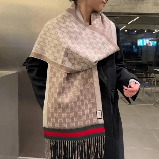 【礼盒礼袋】GUCCI古驰 双面小标GG图案 羊绒围巾 男女同款 商品图6