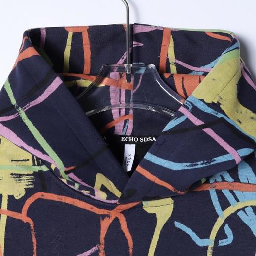 SDSA男士秋冬新款痞帅男装潮牌凌乱线条撞色连帽卫衣百搭时尚上衣 商品图2