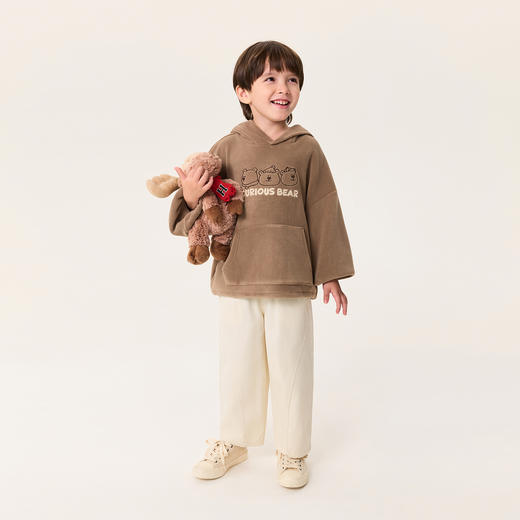 【奥利绒】马克珍妮男童可爱熊耳朵双面暖绒卫衣2025年冬装新款551371 商品图2