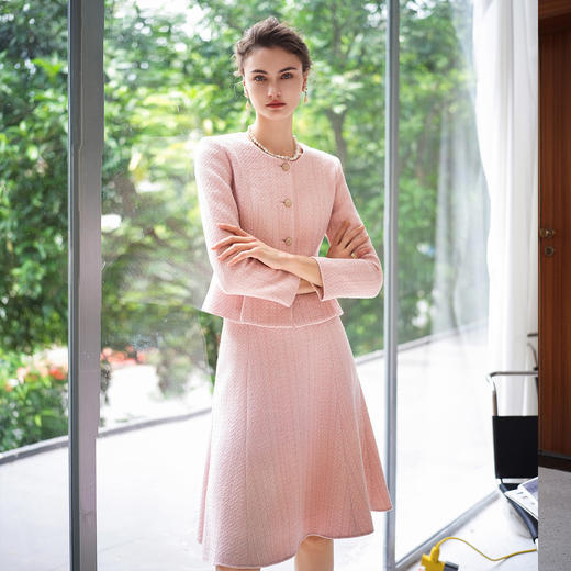 IWY/气质羊毛粉色西装套装女秋冬新款高级感主持人正装职业CS2516 商品图0