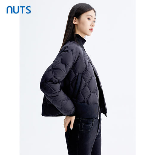 NUTS那时商场同款冬季黑色简约时尚直筒短款羽绒服女5480905A1 商品图2