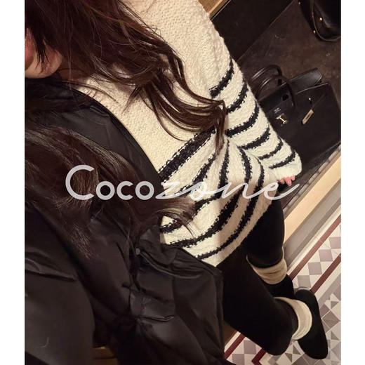COCO ZONE 刘 一一 【绵羊毛莱赛尔混纺】圆领条纹毛衣 CD2A3014 商品图2