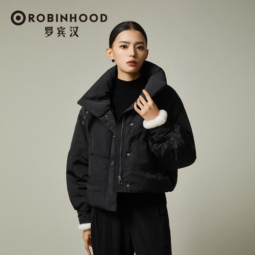 【设计师专柜】罗宾汉轻奢高级感黑色羽绒服立领A字版宽松外套-R238Y5949★ 商品图2