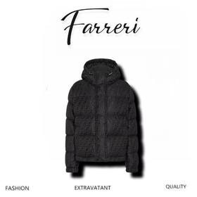 芬家满印老花图案连帽羽绒