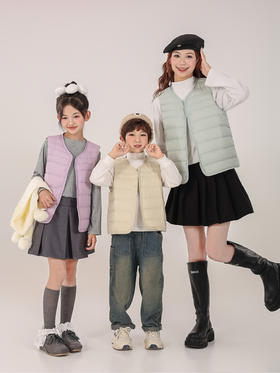 【YW】无忧购儿童亲子轻薄羽绒马甲90白鸭绒背心内胆（截单后3-5天发货)