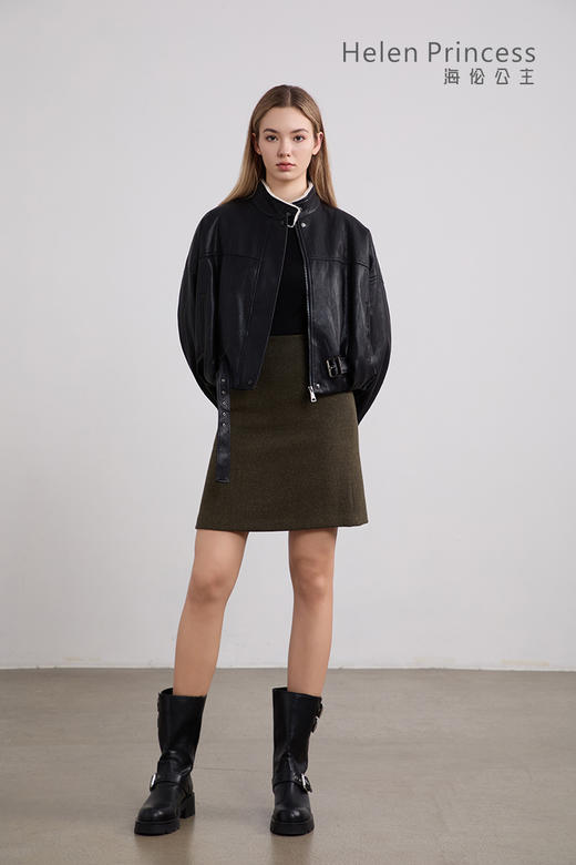 机车风立领加绒皮衣 商品图6