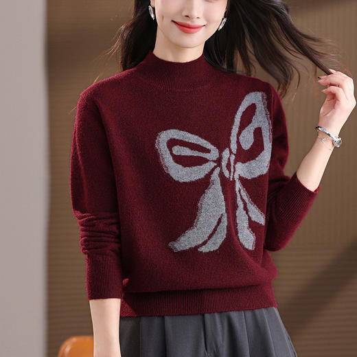 CC 35538减龄小衫洋气半高领毛衣宽松时尚妈妈打底衫厚 商品图2