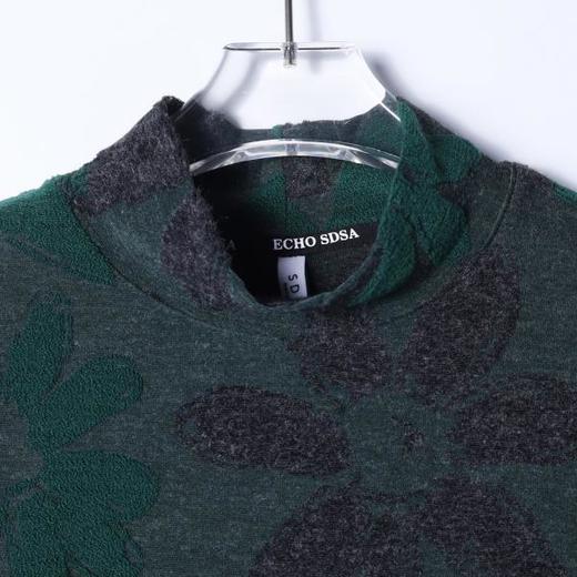 T4961SDSA秋冬新款痞帅男装潮牌撞色植物花卉半高领长袖T恤时尚百搭 商品图2