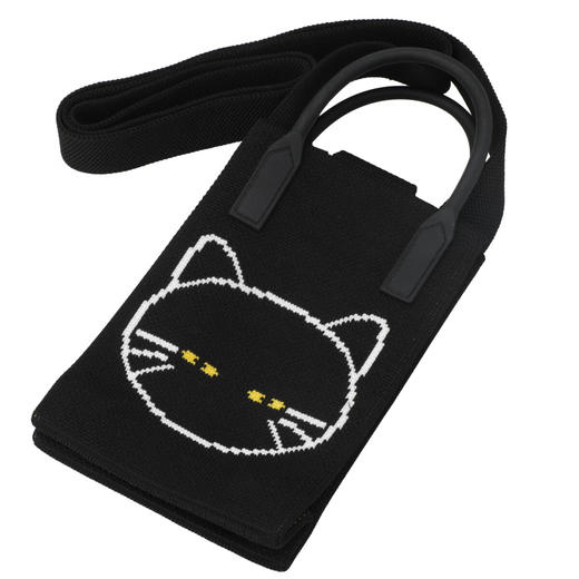 可爱小巧针织手机两用包斜挎包手拎包 黑猫小肥啾 商品图2