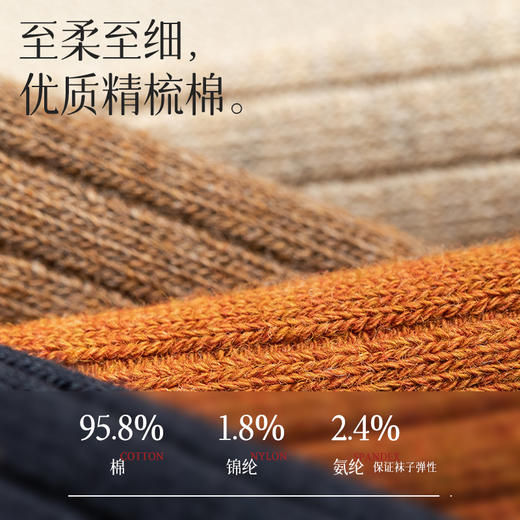 蔓楚 秋冬男士纯棉加厚双针防臭袜亲肤透气商务男复古高弹菱格中筒袜 商品图3