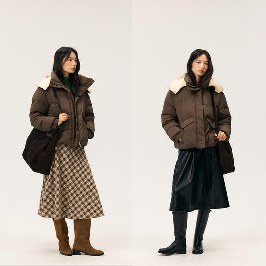 HeyDress宽松立领撞色羽绒服 商品图1