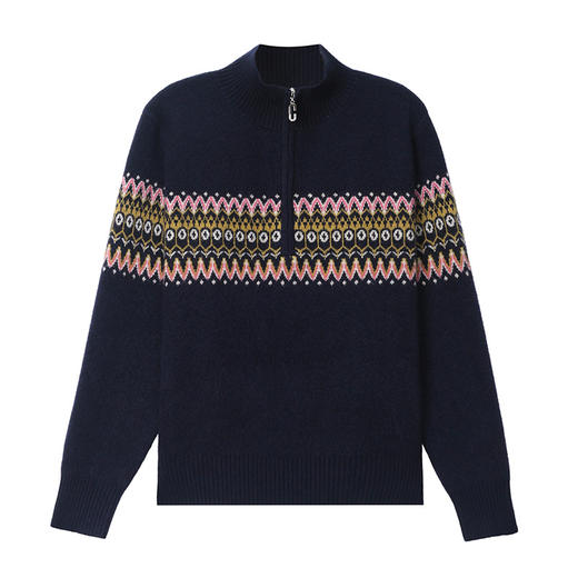 CC 35539半高领拉链打底衫减龄洋气提花保暖针织衫上衣 商品图4